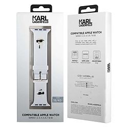 Avis Karl Lagerfeld Bracelet pour Apple Watch 38 / 40 / 41mm en Silicone Motif Karl et Choupette Blanc