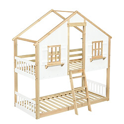 modfu Lit superposé 90x200 cm, en bois, blanc pas cher