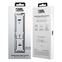Avis Karl Lagerfeld Bracelet pour Apple Watch 42 / 45 / 49mm en Silicone Motif Karl et Choupette Blanc