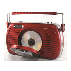 Inovalley Radio FM RETRO portable rouge - Lecteur CD