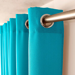 Toilinux Lot de 2 Rideaux unis avec œillets - 140 x 240 cm - Turquoise