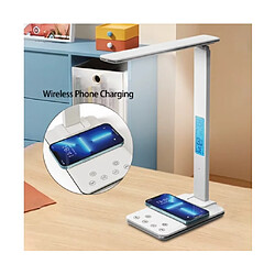 Avis Lampe de bureau pliante 40cm, tactile, intensité variable, réveil, chargeur téléphone 15w, USB, Noir