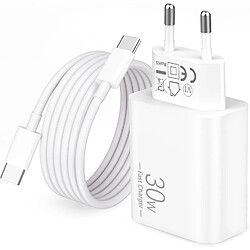 Chargeur Rapide 30W + Cable USB-C Blanc pour Samsung S26 / S26 Plus / S26 Ultra / S25 / S24 / Z F lip 7 / 6 / 5 / A57 / A37 / A17 / A56 / A16 - Little Boutik®