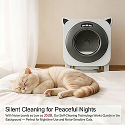 Vidaxl Bac à litière autonettoyant à couvercle ouvert avec système de ventilation anti-odeurs. Accessoires inclus : deux rouleaux de sacs poubelles et des sachets de charbon actif.