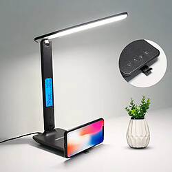 Lampe de Bureau Pliante USB, Tactile, Intensité Variable, Heure, Température, Réveil, Chargeur Téléphone pas cher