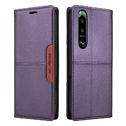 Étui Pour rabattu Sony Xperia 5 III Portefeuille Couverture rabotant Blocage RFID Antichoc Violet