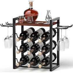 Vendos85 Casier à vin de table avec support pour verres