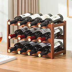 Vendos85 Casier à vin en bambou 3 niveaux – 12 bouteilles