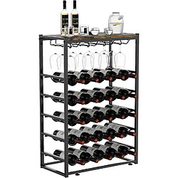 Vendos85 Casier à vin 5 niveaux – 25 bouteilles + 12 verres