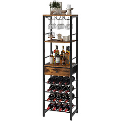 Vendos85 Casier à vin 3-en-1 avec tiroir et porte-verres