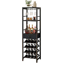 Vendos85 Casier à vin 3-en-1 avec tiroir et porte-verres