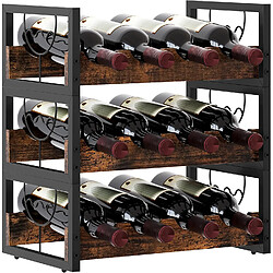 Vendos85 Casier à vin bois et fer – 12 bouteilles, design empilable