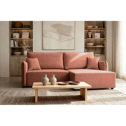 Avis Casanova Canapé d'angle convertible tissu lisse 3 places Terracotta Gauche