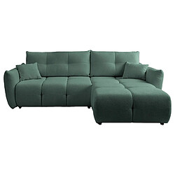 Casanova Canapé d'angle convertible tissu bouclette 3 places Vert