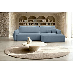 Avis Casanova Canapé d'angle convertible tissu bouclette 4 places Bleu Gauche