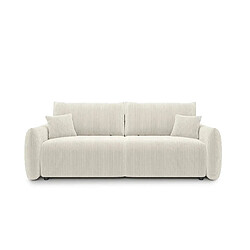 Casanova Canapé droit convertible velours côtelé 3 places Beige