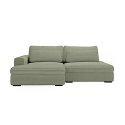 Casanova Canapé d'angle convertible velours côtelé 4 places Vert - Gauche