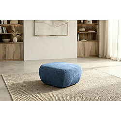 Casanova Pouf en tissu bouclette Bleu 75x75x39