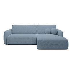 Casanova Canapé d'angle convertible tissu bouclette 4 places Bleu - Droit