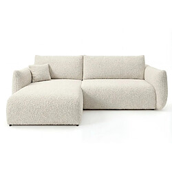 Casanova Canapé d'angle convertible tissu bouclette 4 places Beige