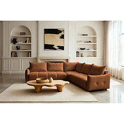 Avis Casanova Canapé panoramique convertible tissu chenille 5 places Terracotta