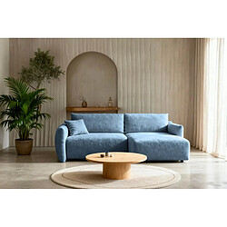 Avis Casanova Canapé d'angle convertible tissu bouclette 4 places Bleu