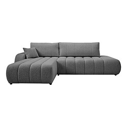 Casanova Canapé d'angle convertible tissu bouclette 4 places Gris Droit