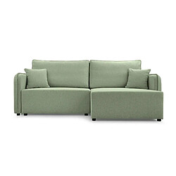 Casanova Canapé d'angle convertible tissu lisse 3 places Vert - Gauche
