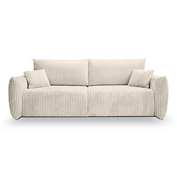 Casanova Canapé droit convertible velours côtelé 3 places Beige