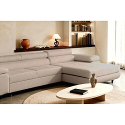 Acheter Casanova Canapé d'angle convertible tissu chiné 4 places Café Droit