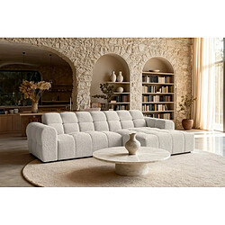 Casanova Canapé d'angle tissu bouclette 4 places Beige Droit