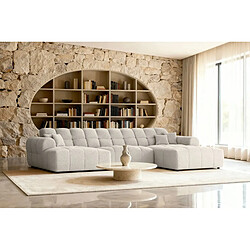 Avis Casanova Canapé panoramique tissu bouclette 5 places Beige