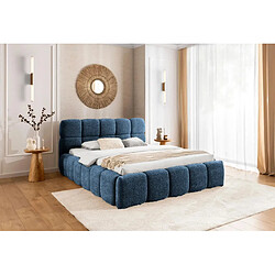 Casanova Lit coffre tissu bouclette 160x200cm Bleu foncé