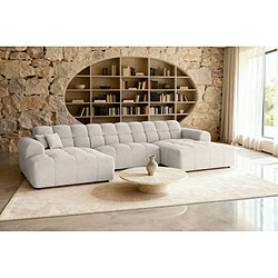 Casanova Canapé panoramique tissu bouclette 5 places Beige