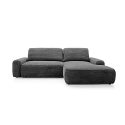Casanova Canapé d'angle velours côtelé 4 places Gris Anthracite Droit