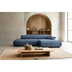 Avis Casanova Canapé d'angle convertible tissu lisse 3 places Bleu Gauche