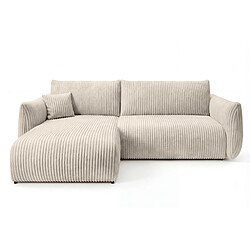 Casanova Canapé d'angle convertible velours côtelé 4 places Beige