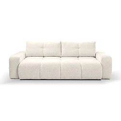 Casanova Canapé droit convertible tissu bouclette 3 places Beige