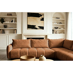 Casanova Canapé panoramique convertible tissu chenille 5 places Terracotta pas cher