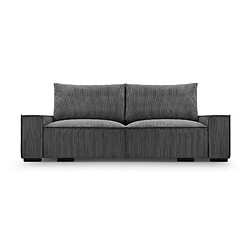 Casanova Canapé droit convertible velours côtelé 2 places Gris foncé