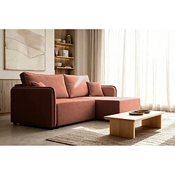 Acheter Casanova Canapé d'angle convertible tissu lisse 3 places Terracotta Gauche