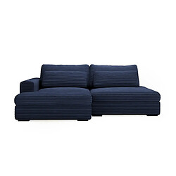 Casanova Canapé d'angle convertible velours côtelé 4 places Bleu - Droit