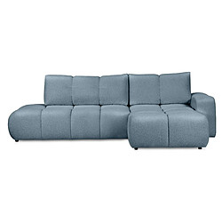 Casanova Canapé d'angle convertible tissu bouclette 4 places Bleu - Gauche