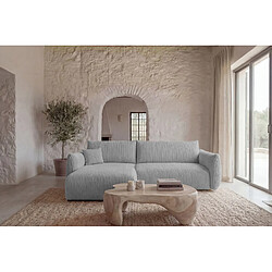 Avis Casanova Canapé d'angle convertible velours côtelé 4 places Gris clair