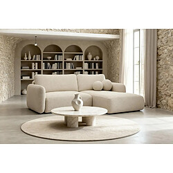 Casanova Canapé d'angle convertible tissu bouclette 4 places Beige Droit