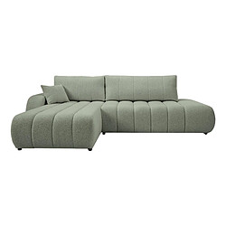 Casanova Canapé d'angle convertible tissu bouclette 4 places Vert - Droit