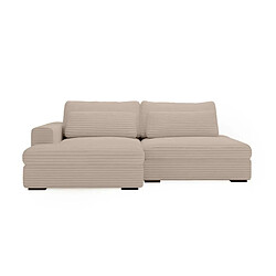 Casanova Canapé d'angle convertible velours côtelé 4 places Café - Gauche