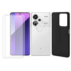 Protection intégrale Lot de 2 Verre Trempé pour Xiaomi Redmi Note 13 Pro+ Plus 5G 6.67"+ Lot de 2 Verre Trempé Caméra Arrière + Coque souple silicone Noir- Visiodirect - 