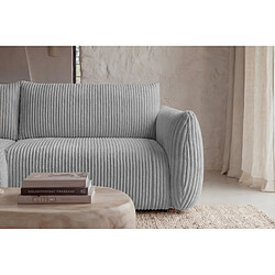 Casanova Canapé d'angle convertible velours côtelé 4 places Gris clair pas cher