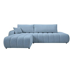 Casanova Canapé d'angle convertible tissu bouclette 4 places Bleu - Droit